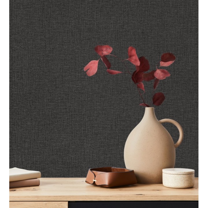 Papel pintado arpillera negra textil - Zanzibar Raffia 685185