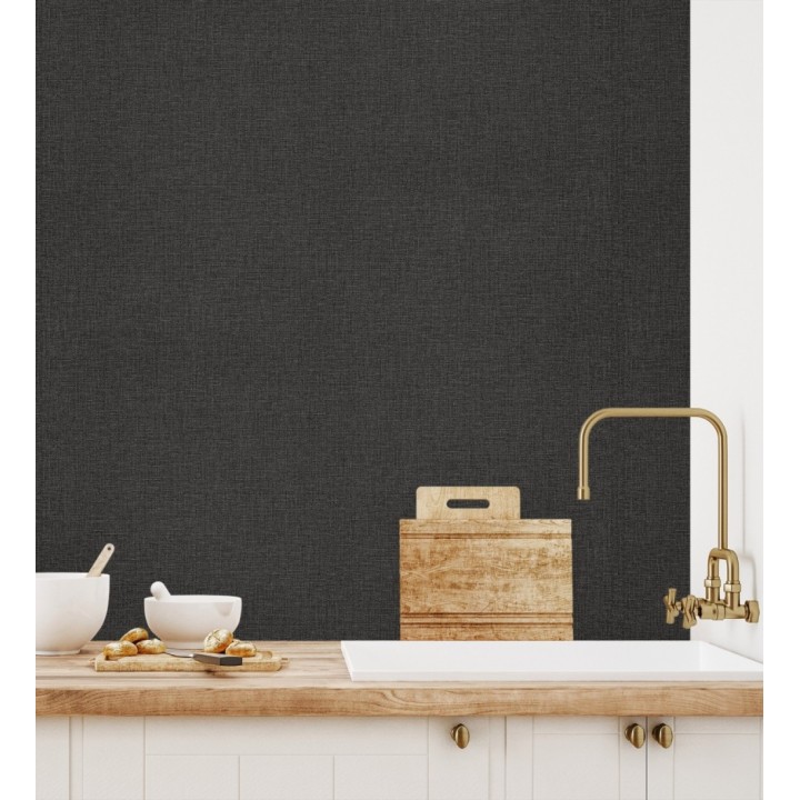 Papel pintado arpillera negra textil - Zanzibar Raffia 685185