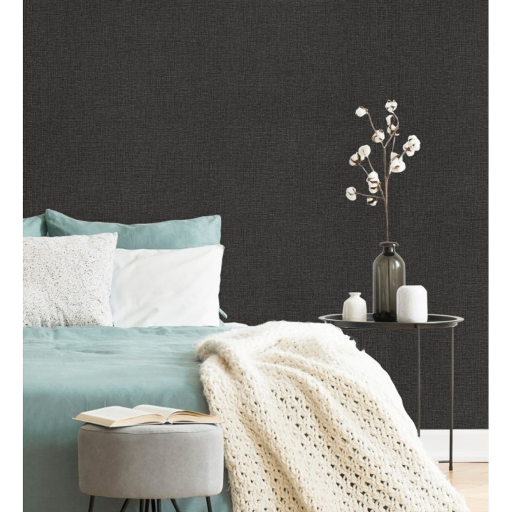 Papel pintado arpillera negra textil - Zanzibar Raffia 685185