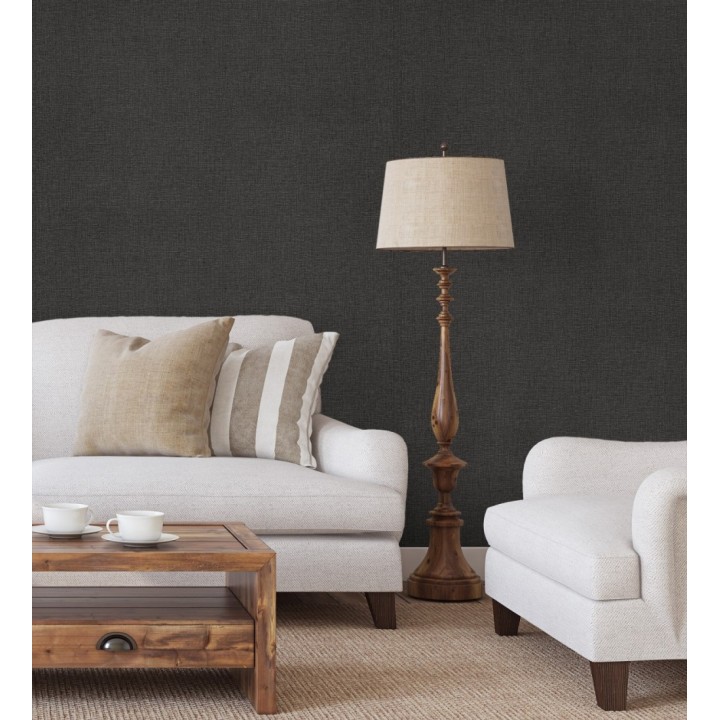 Papel pintado arpillera negra textil - Zanzibar Raffia 685185