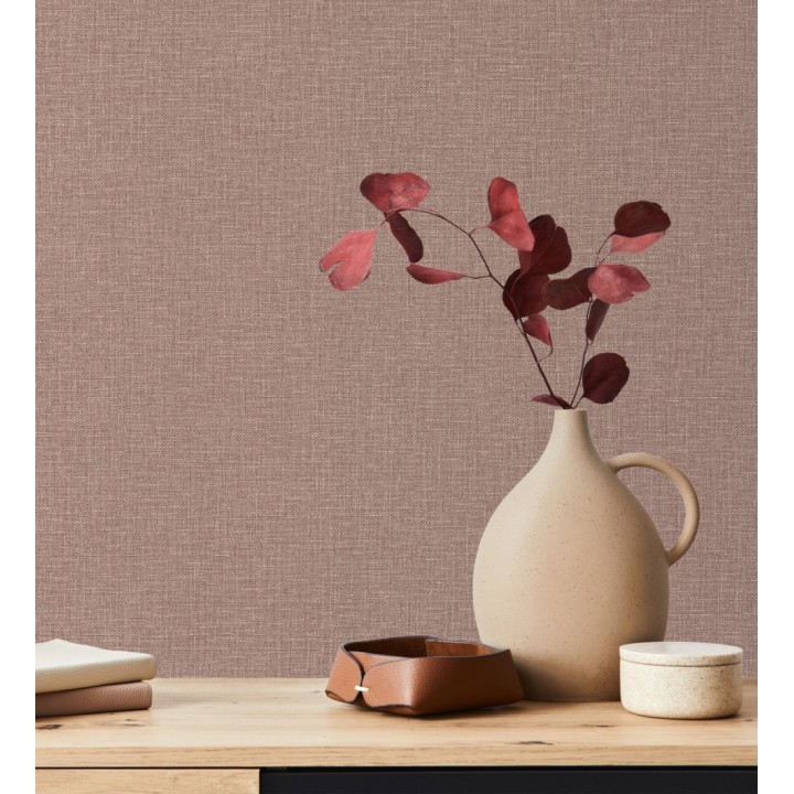 Papel pintado arpillera tono teja textil - Zanzibar Raffia 685186