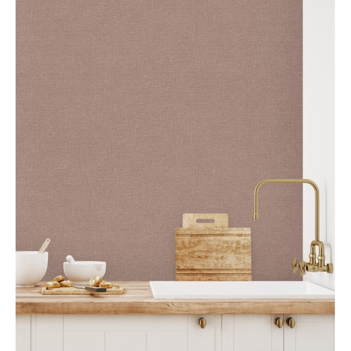 Papel pintado arpillera tono teja textil - Zanzibar Raffia 685186