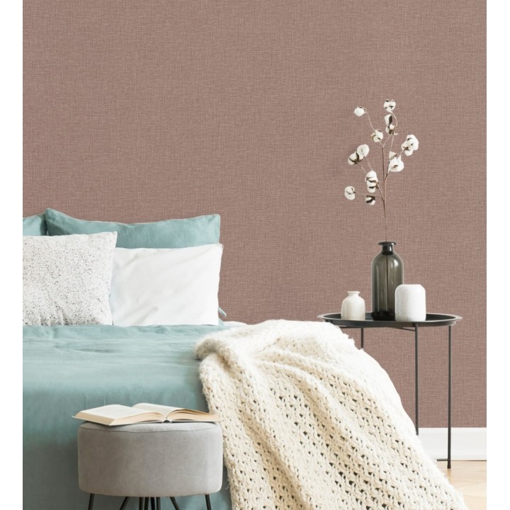 Papel pintado arpillera tono teja textil - Zanzibar Raffia 685186