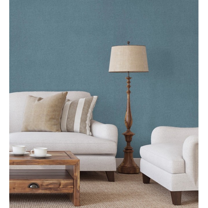 Papel pintado arpillera azul textil - Zanzibar Raffia 685187