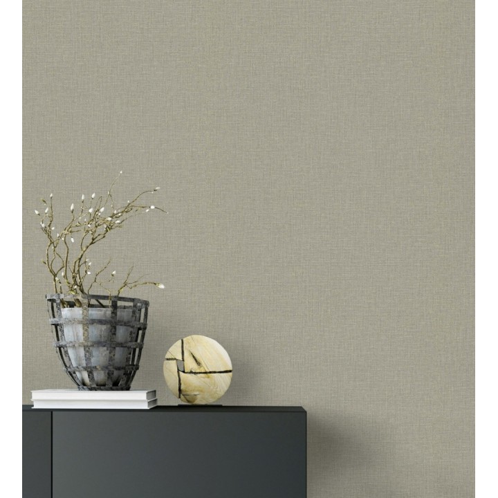 Papel pintado arpillera gris liquen textil - Zanzibar Raffia 685188