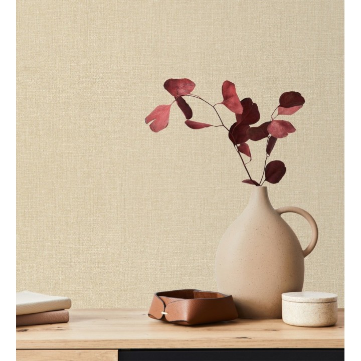 Papel pintado arpillera tono arena textil - Zanzibar Raffia 685189