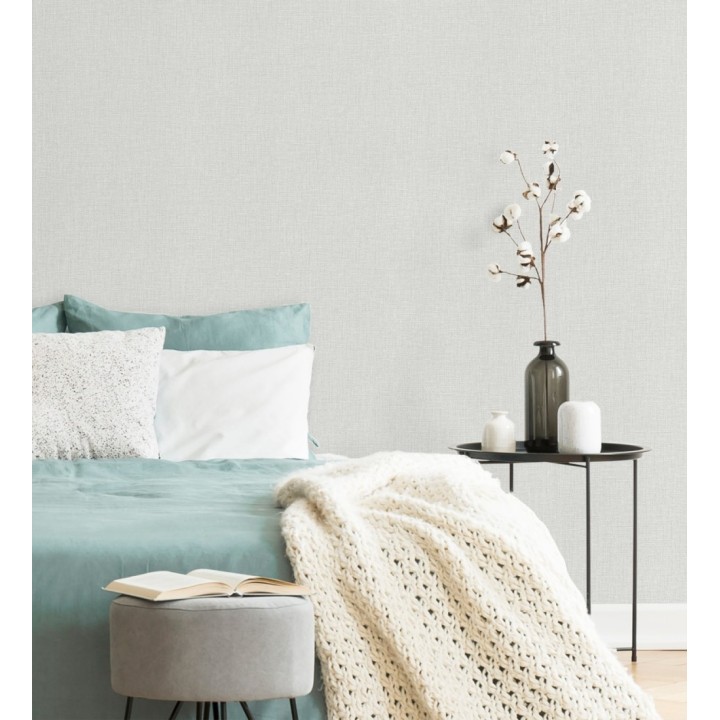 Papel pintado arpillera gris claro textil - Zanzibar Raffia 685191