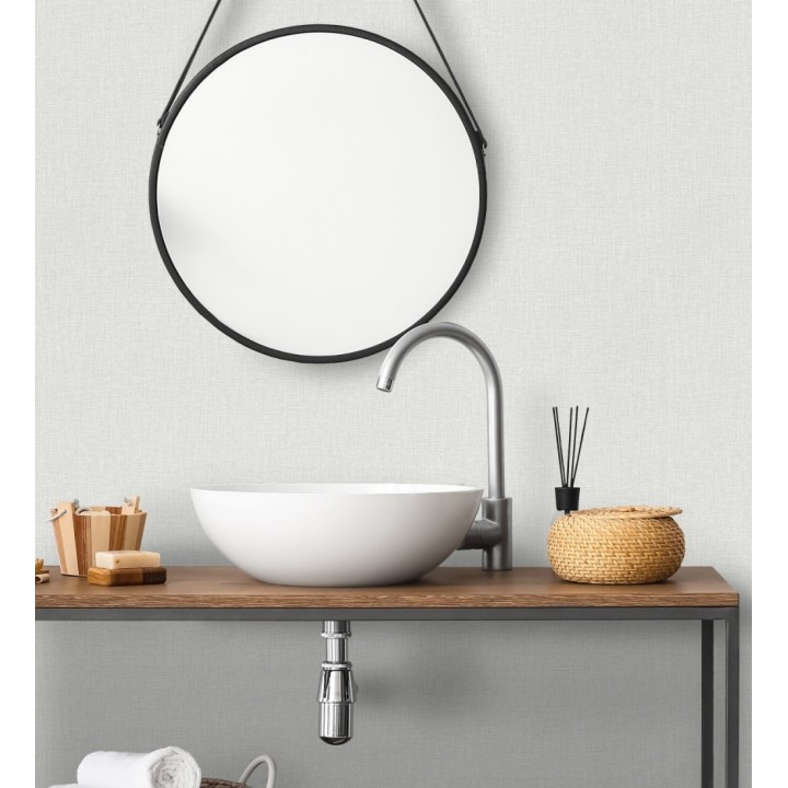 Papel pintado arpillera gris claro textil - Zanzibar Raffia 685191