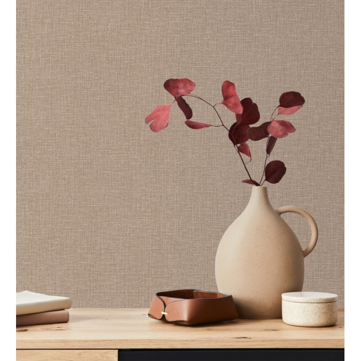 Papel pintado arpillera tono canela textil - Zanzibar Raffia 685192