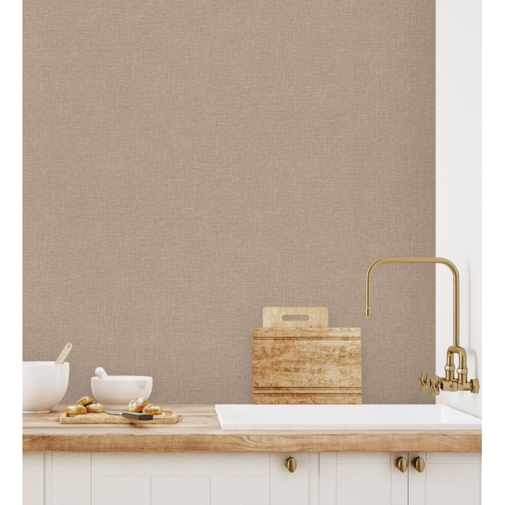 Papel pintado arpillera tono canela textil - Zanzibar Raffia 685192