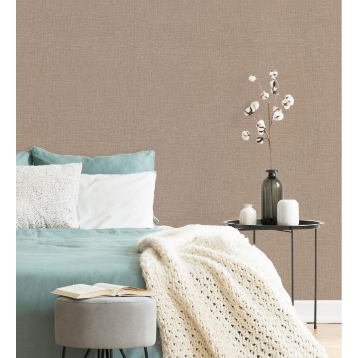 Papel pintado arpillera tono canela textil - Zanzibar Raffia 685192