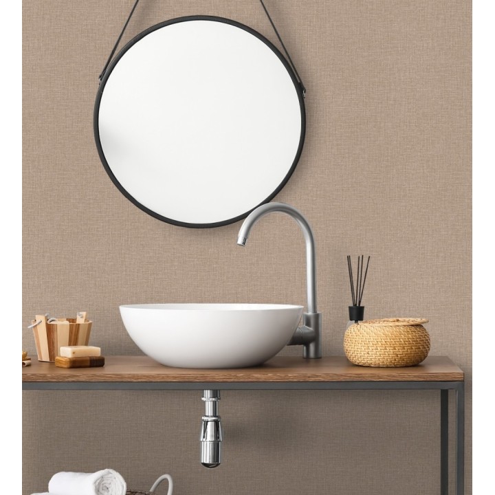 Papel pintado arpillera tono canela textil - Zanzibar Raffia 685192