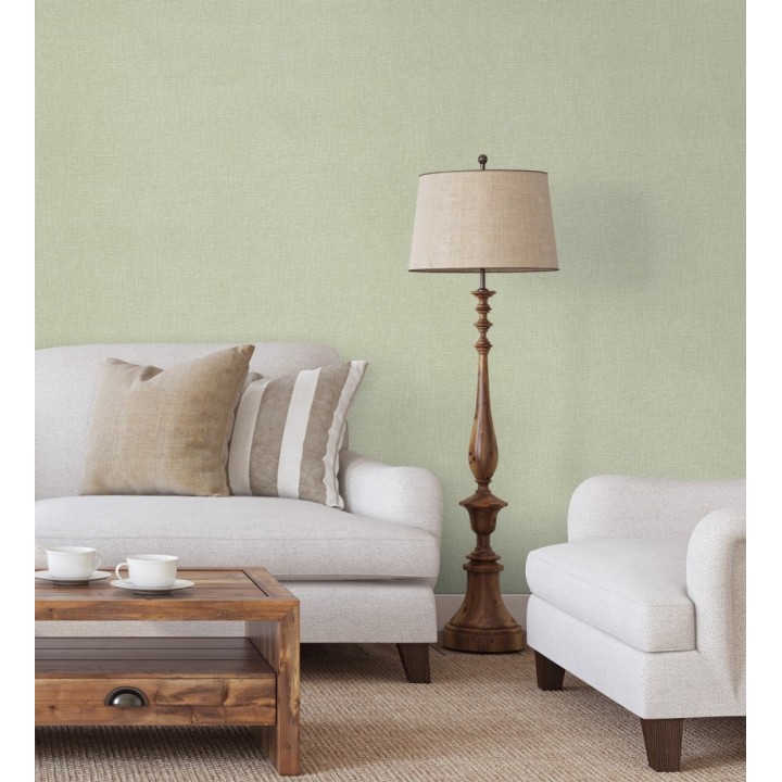 Papel pintado arpillera verde celadón textil - Zanzibar Raffia 685194