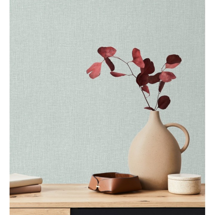 Papel pintado arpillera aguamarina textil - Zanzibar Raffia 685195