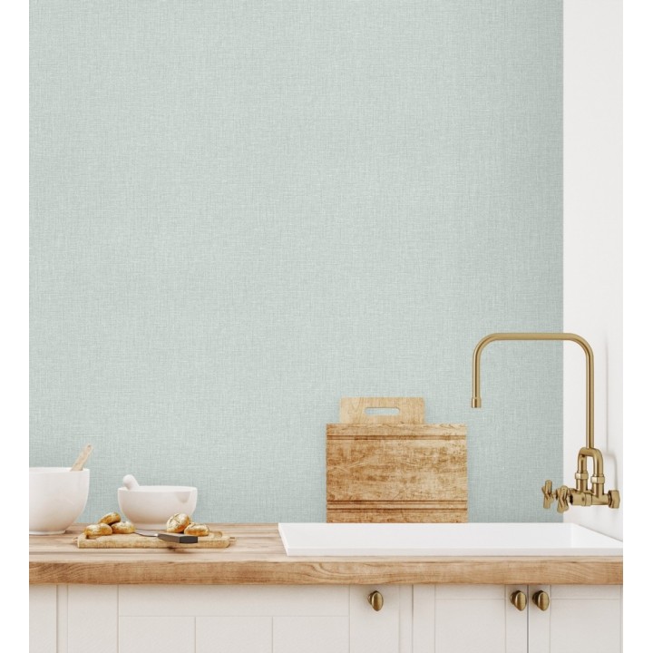 Papel pintado arpillera aguamarina textil - Zanzibar Raffia 685195