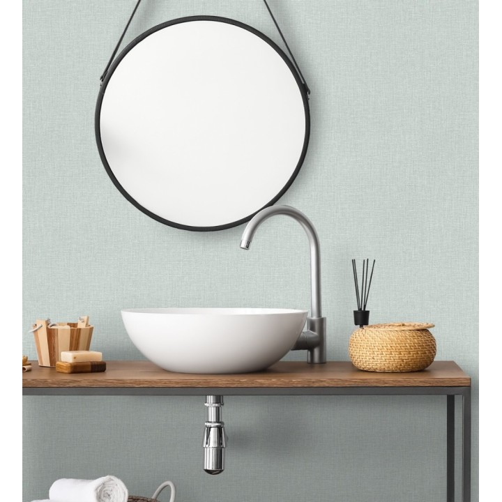 Papel pintado arpillera aguamarina textil - Zanzibar Raffia 685195