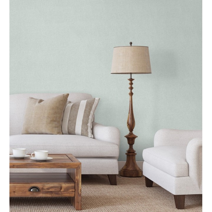 Papel pintado arpillera aguamarina textil - Zanzibar Raffia 685195