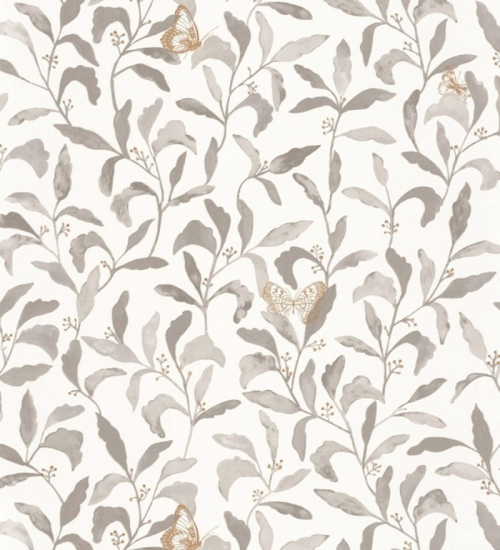 Papel pintado hojas y mariposas tonos visón - Monet Country 126759