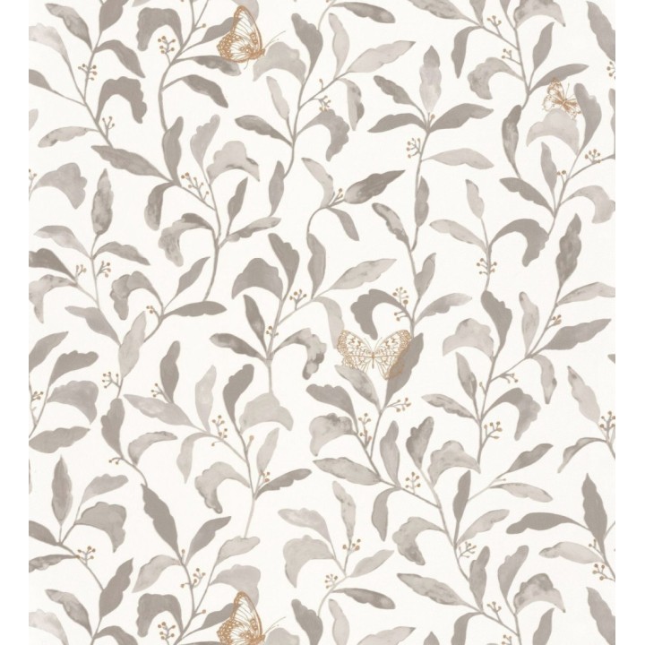 Papel pintado hojas y mariposas tonos visón - Monet Country 126759