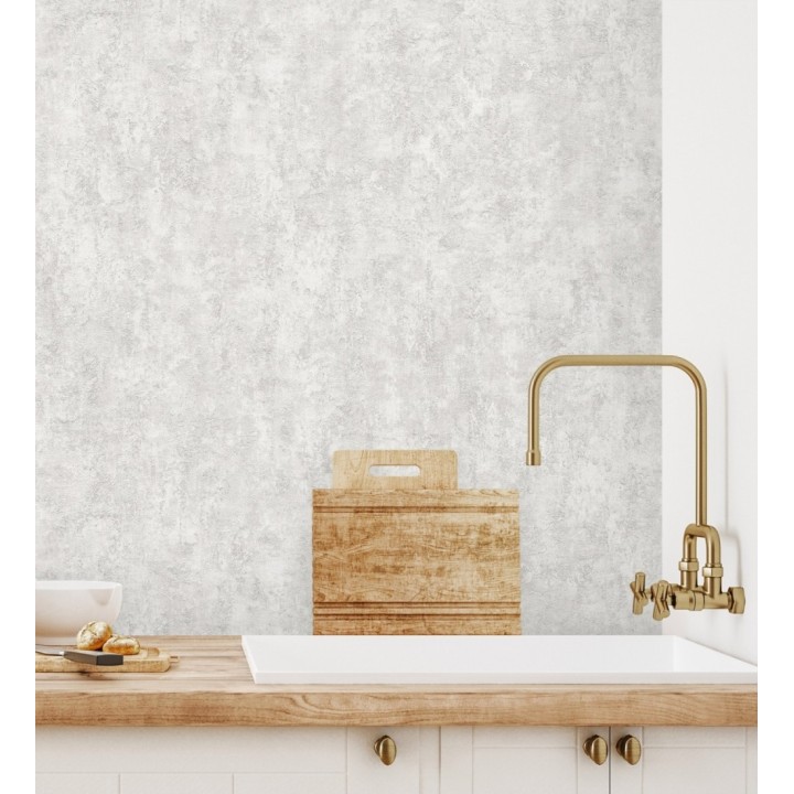 Papel pintado estuco gris claro relieve mineral - Rodes Weathered 685201