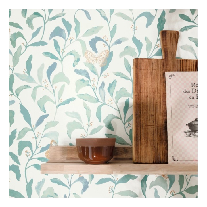 Papel pintado hojas y mariposas - Monet Country 126761