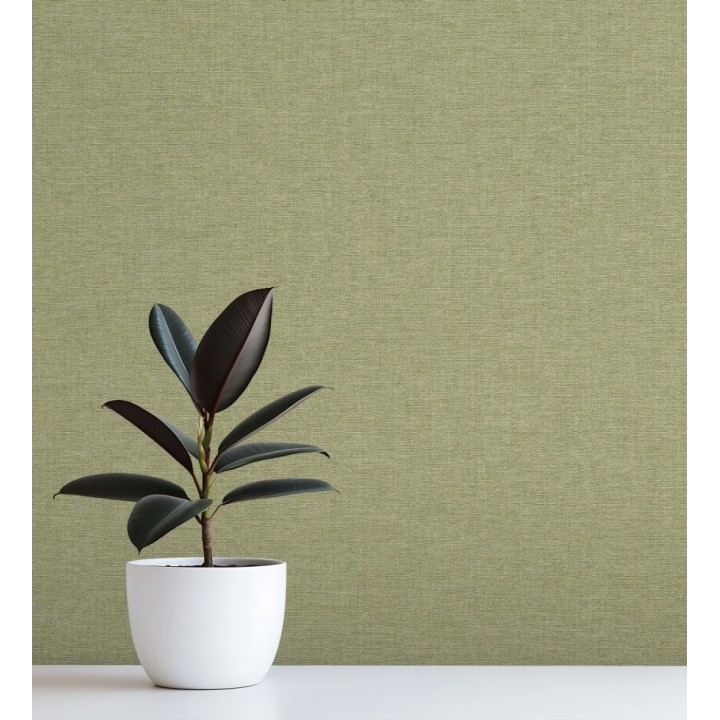 Papel pintado hilos de lino verde musgo - Andine Weave 685210