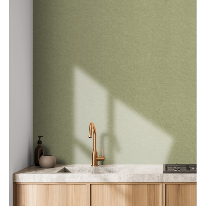 Papel pintado hilos de lino verde musgo - Andine Weave 685210