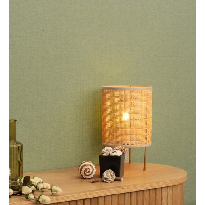 Papel pintado hilos de lino verde musgo - Andine Weave 685210