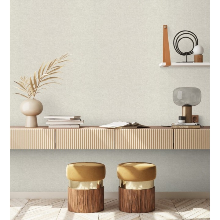 Papel pintado hilos de lino beige neutro - Andine Weave 685214