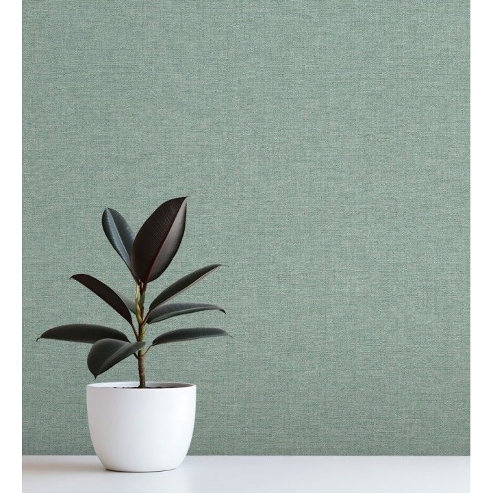Papel pintado hilos de lino verde agua - Andine Weave 685215