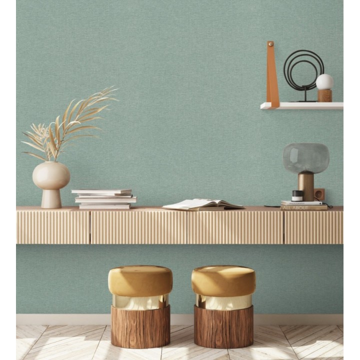 Papel pintado hilos de lino verde agua - Andine Weave 685215