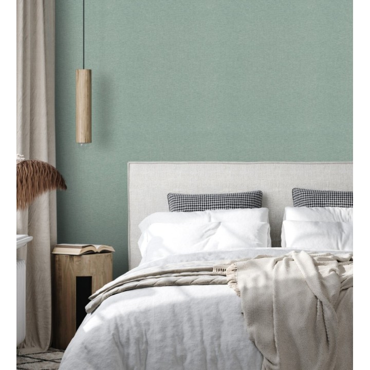 Papel pintado hilos de lino verde agua - Andine Weave 685215