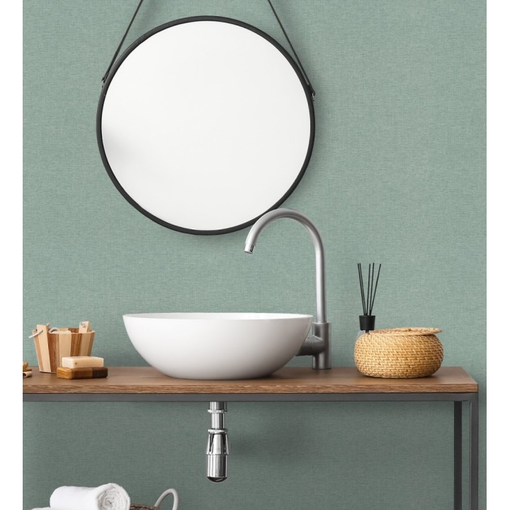 Papel pintado hilos de lino verde agua - Andine Weave 685215