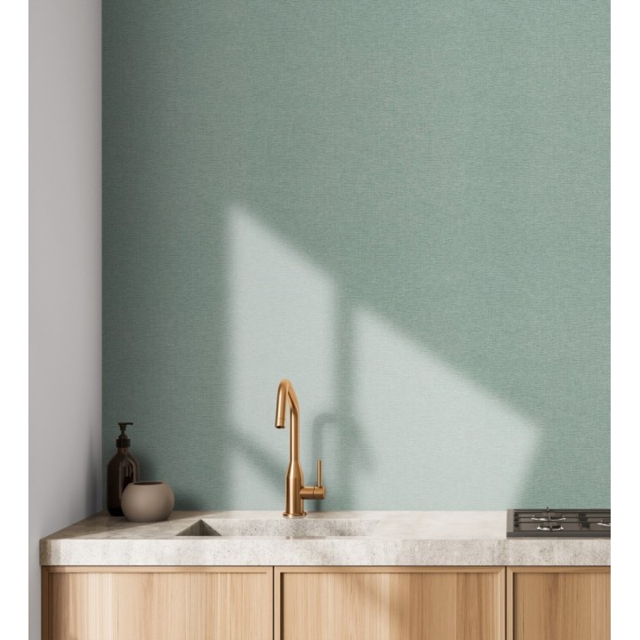 Papel pintado hilos de lino verde agua - Andine Weave 685215