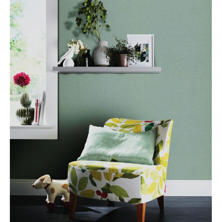 Papel pintado hilos de lino verde agua - Andine Weave 685215