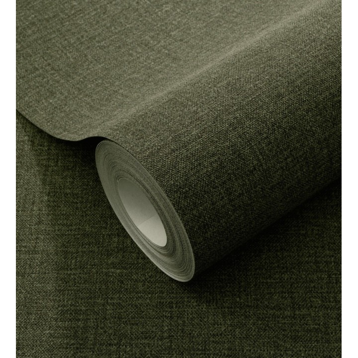 Papel pintado hilos de lino verde bosque - Andine Weave 685219