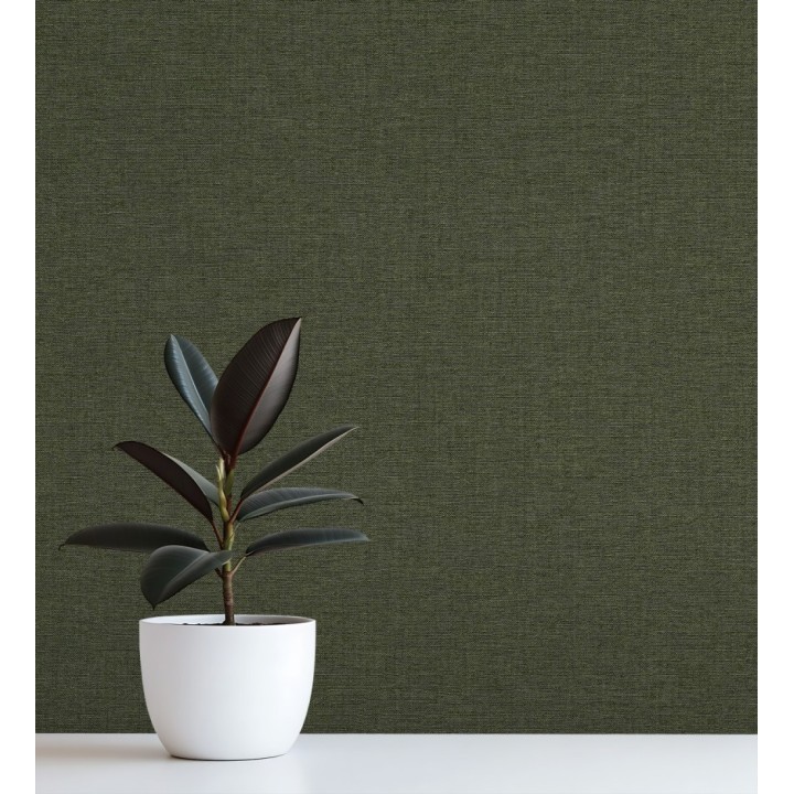 Papel pintado hilos de lino verde bosque - Andine Weave 685219