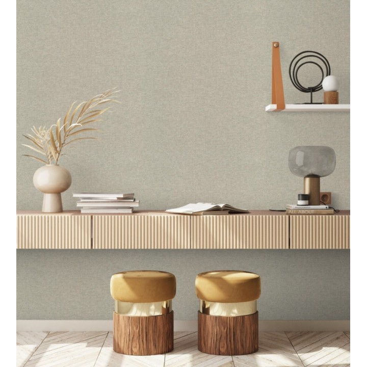 Papel pintado hilos de lino gris piedra - Andine Weave 685220