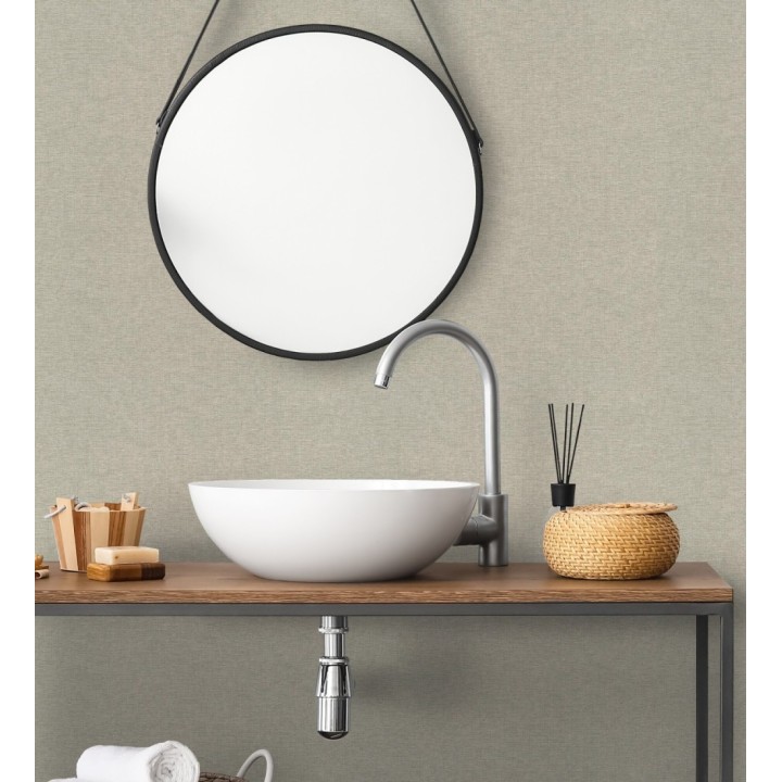 Papel pintado hilos de lino gris piedra - Andine Weave 685220