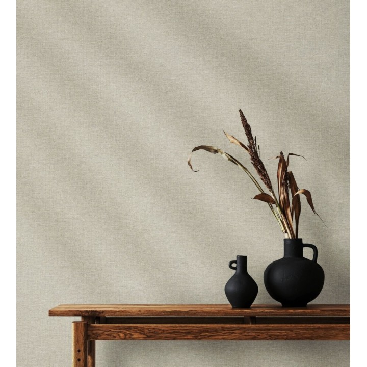 Papel pintado hilos de lino gris piedra - Andine Weave 685220