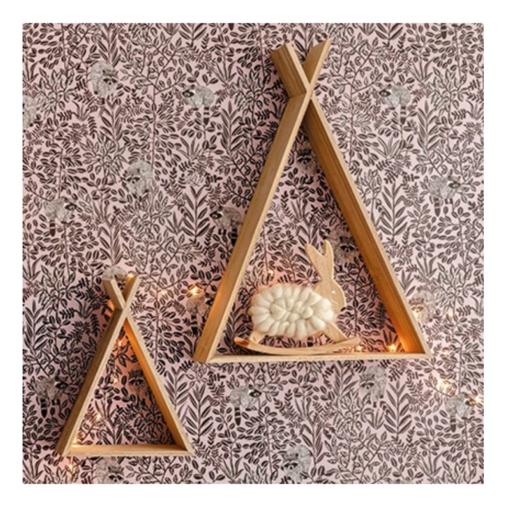 Papel pintado de mapaches y hojas fondo rosa - Raccoon Forest 126776