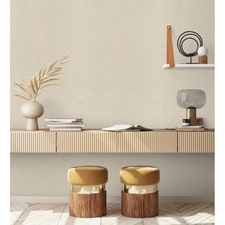Papel pintado hilos de lino tonos beige - Andine Weave 685221