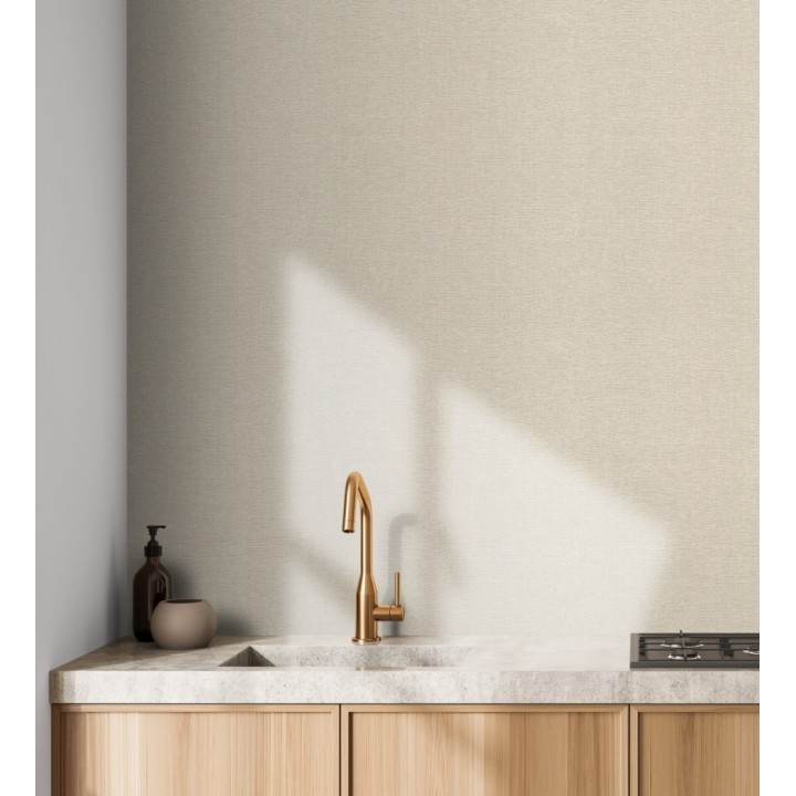 Papel pintado hilos de lino tonos beige - Andine Weave 685221