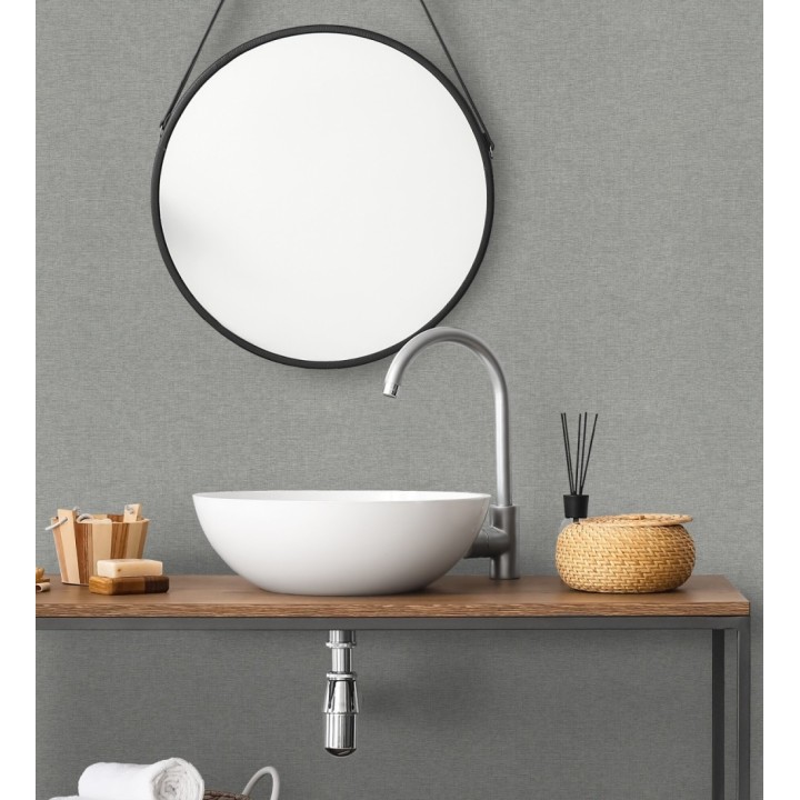 Papel pintado hilos de lino gris plomo - Andine Weave 685222