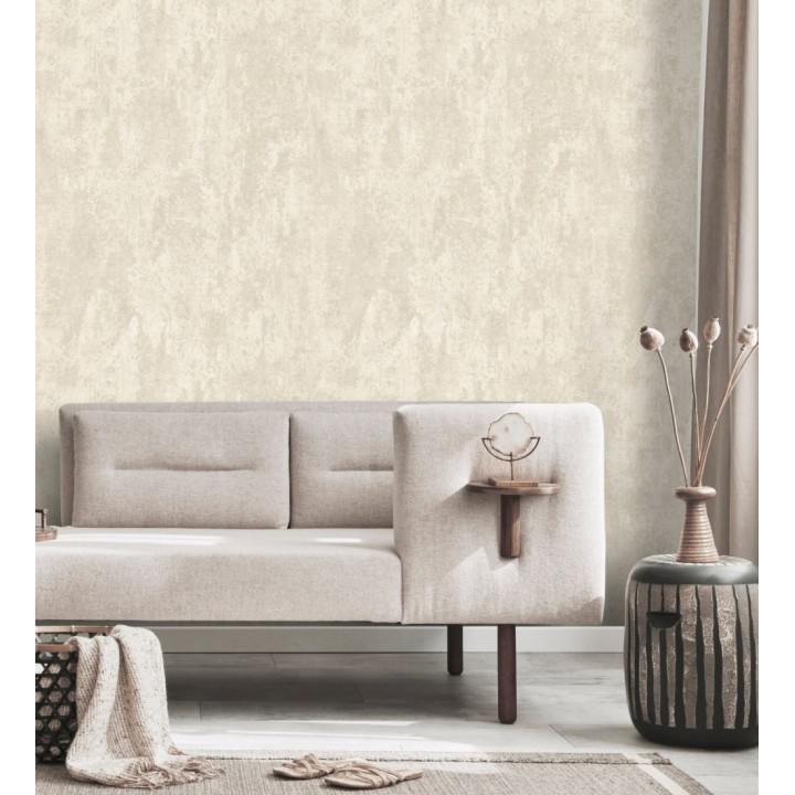 Papel pintado mineral pátina metálica tono arena mate  - Calgary Steel 685224