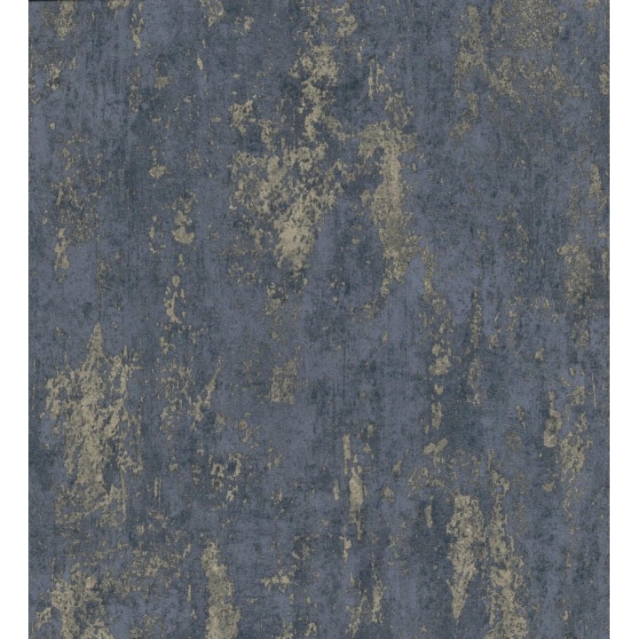 Papel pintado mineral pátina metálica latón tono azul noche - Calgary Steel 685225