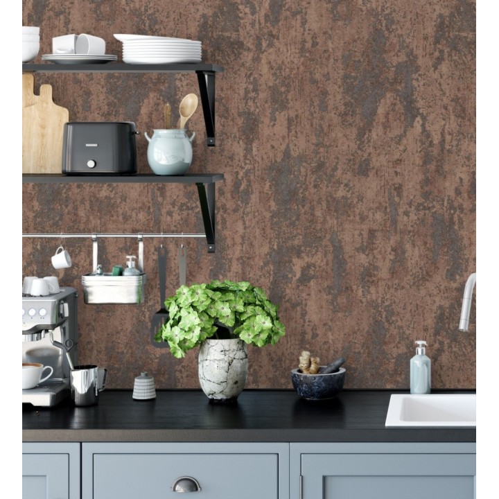 Papel pintado mineral pátina metálica cobre - Calgary Steel 685227