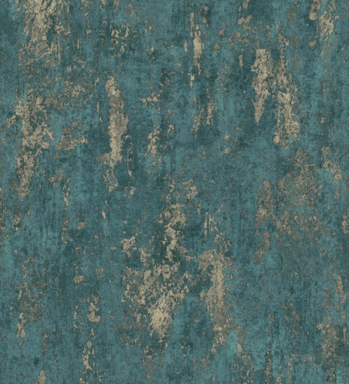 Papel pintado mineral pátina metálica oro fondo verde esmeralda  - Calgary Steel 685229