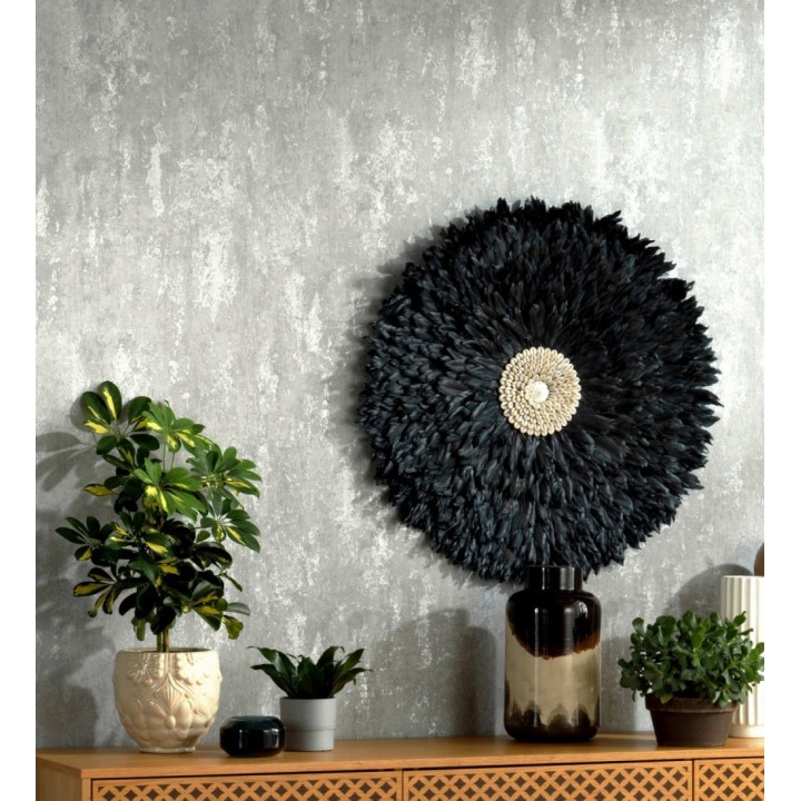 Papel pintado mineral pátina metálica acero fondo gris cemento  - Calgary Steel 685230