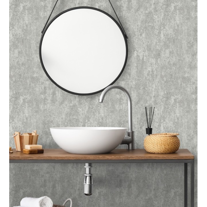 Papel pintado mineral pátina metálica acero fondo gris cemento  - Calgary Steel 685230